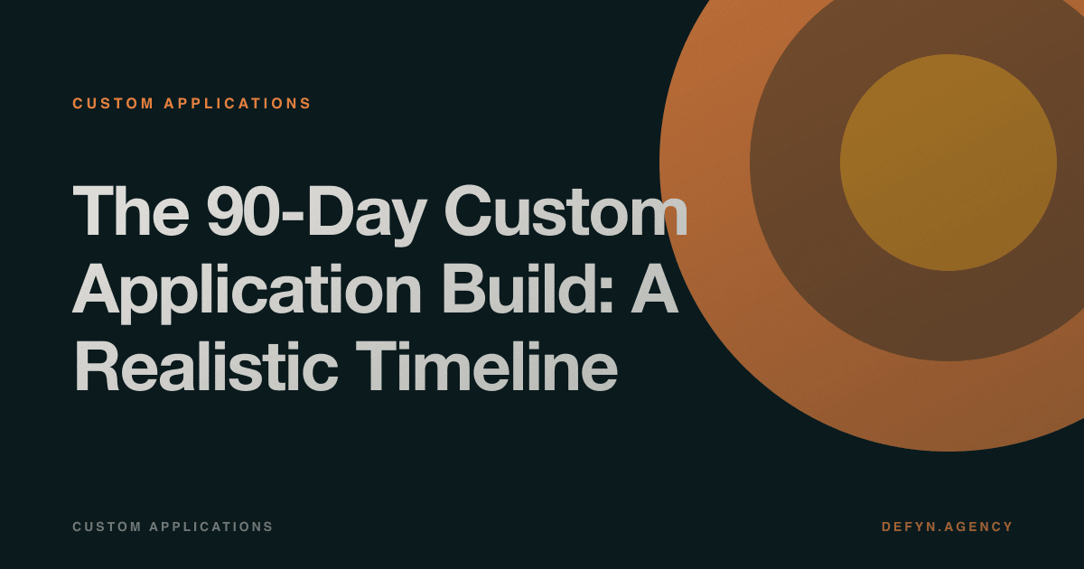 The 90-Day Custom Application Build: A Realistic Timeline - Custom Applications article cover by Defyn
