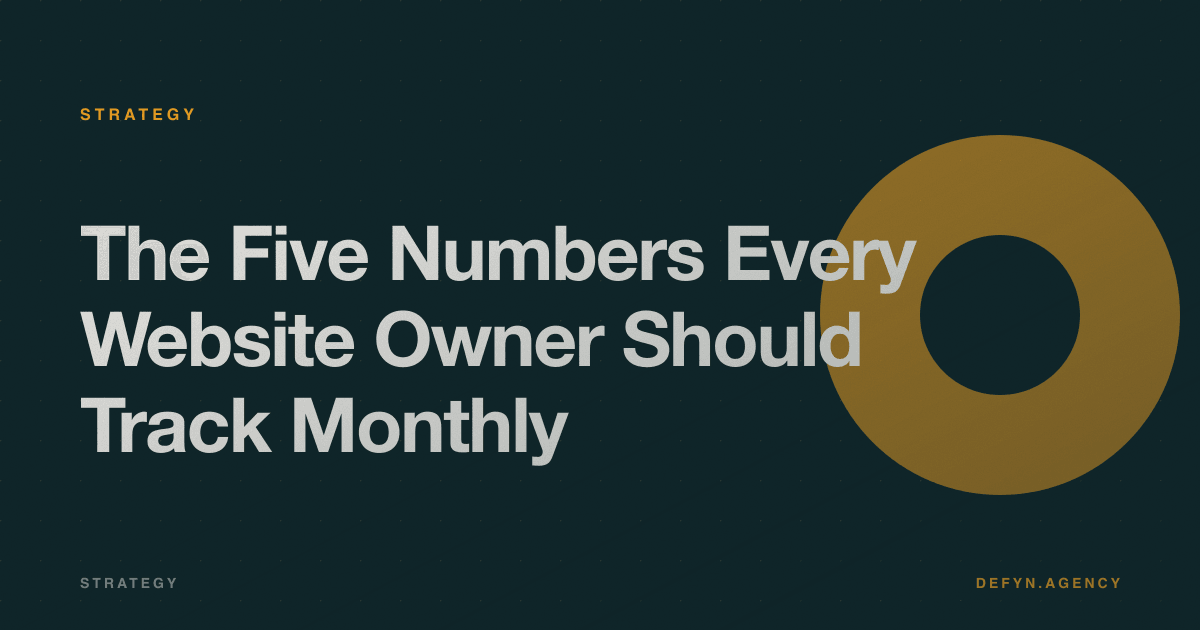 The Five Numbers Every Website Owner Should Track Monthly - Strategy article cover by Defyn