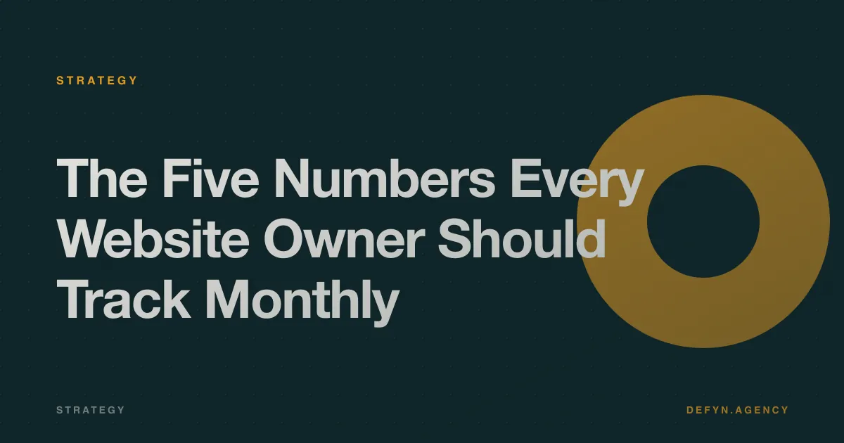 The Five Numbers Every Website Owner Should Track Monthly - Strategy article cover by Defyn